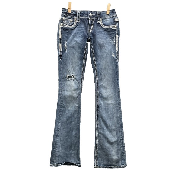 Rock Revival Natalie Bootcut Jeans Women's 28x32* Y2k Western Grunge Moto Rodeo - Picture 1 of 15